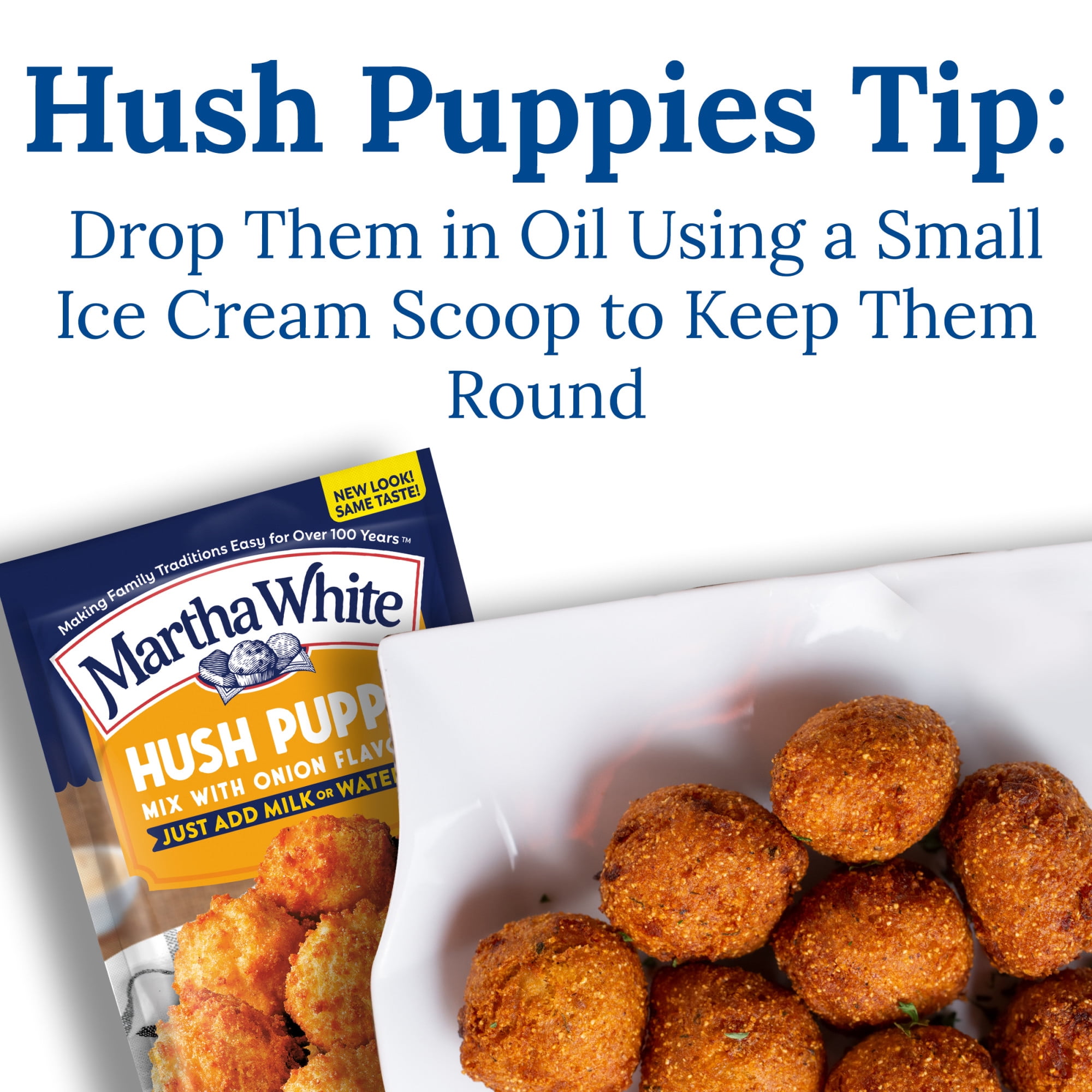 (12 pack) Martha White Hush Puppy Mix With Onion Flavor, 8 oz Pouch
