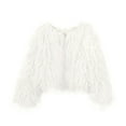 thumbnail image 5 of JGGSPWM Women's Cozy Shaggy Faux Furry Winter Outwear: Warm Long Sleeve Coat Jacket White 2XL, 5 of 7