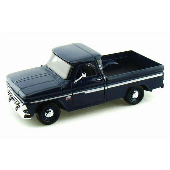 1966 Chevy C10 Fleetside Pickup Truck, Dark Blue - Motormax 73355 - 1/24 scale Diecast Model Toy Car