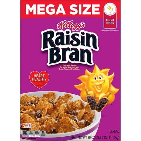 Kellogg's Raisin Bran Original Cold Breakfast Cereal, 39 oz