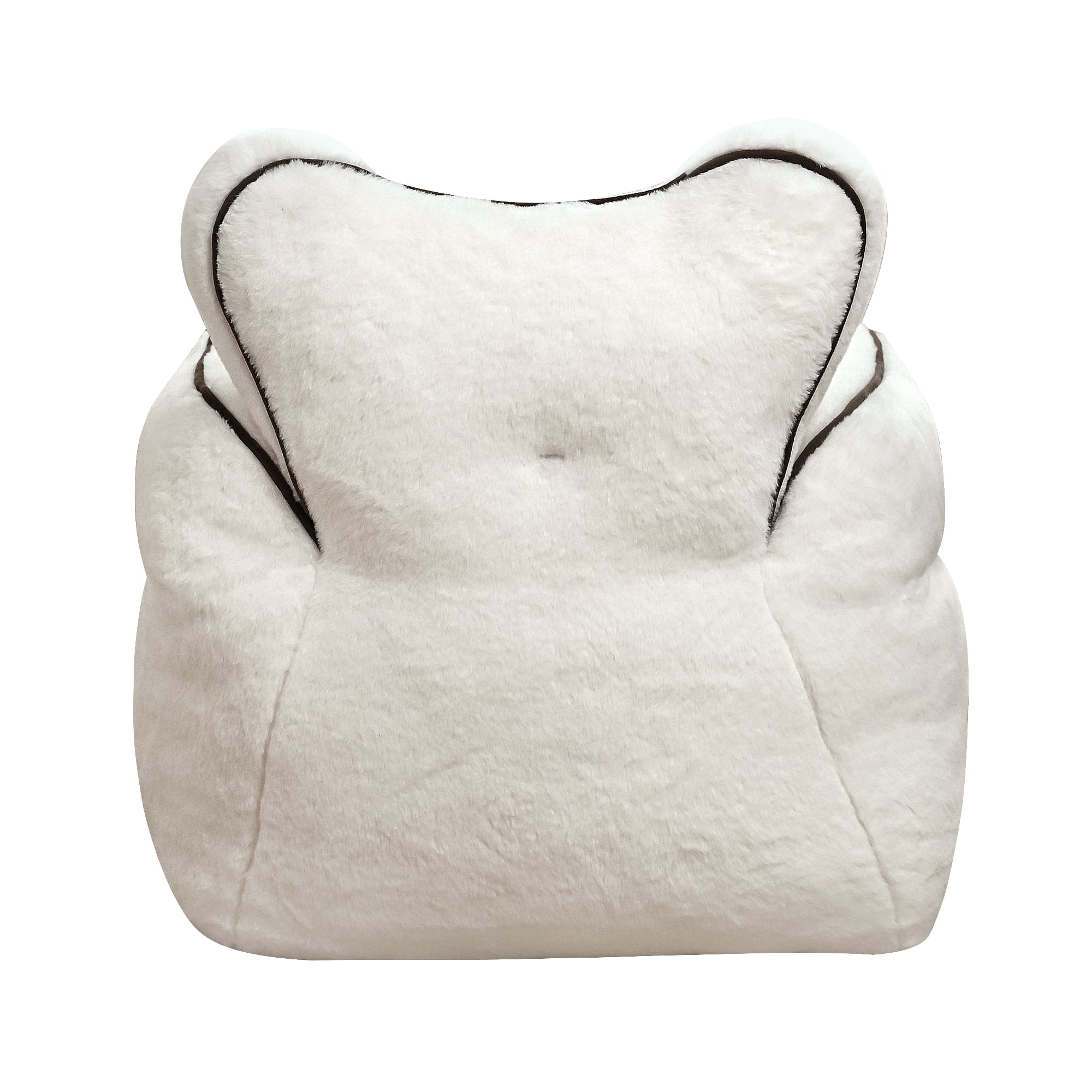 Leumius Bean Bag Chair,Faux Fur Beanbag Chair with a Color-Block and Heart-Shaped Backrest,Large Lazy Sofa for Living Room, Bedroom, Apartment,White