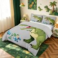 thumbnail image 3 of meiyoeat Cartoon Dinosaur Bedding for Kids Boys, Flying Dino Wildlife Duvet Cover Full, Grey Green, Grey Reversible, 3 Pieces, 1 Duvet Cover and 2 Pillowcases, 3 of 6