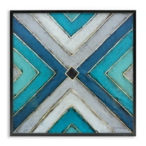 Stupell Industries Geometric Blue Symmetrical Design Abstract Photography Black Framed Art Print Wall Art, 24 x 24