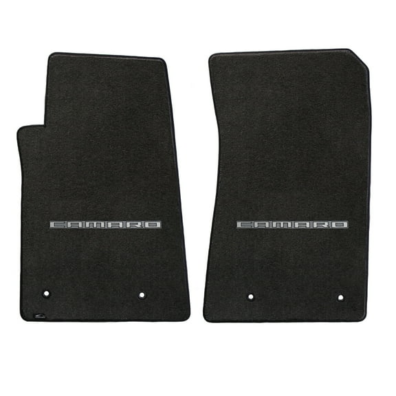 Lloyd Mats LogoMat Premium Carpet Floor Mats for Chevy Camaro Mats 2010-2015 (Charcoal, Front Mats - Camaro)