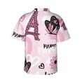 thumbnail image 3 of Kll Men'S Hawaiian Shirt Short Sleeve Button Down Beach Shirts-Eiffel Tower And Butterflies, 3 of 8