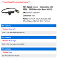 thumbnail image 2 of ABS Speed Sensor - Compatible with 2006 - 2011 Mercedes-Benz ML350 2007 2008 2009 2010, 2 of 2