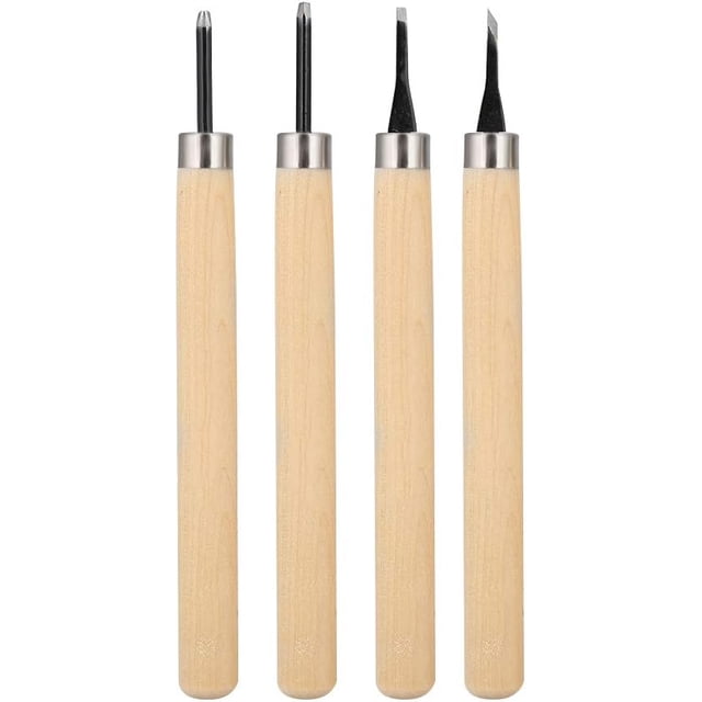 Wood Carving Knife Tool Set Rubber Carving Tool 4PCS Beginners Manual Sharpener Rubber Stamp Carving Tools Set for Chisel DIY Woodworking Carving (#1) Carving Tools for Printmaking Carving Tools
