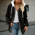 thumbnail image 3 of TrendOFT Fleece Jackets for Women Winter Warm Soft Zip Up Coat Outdoor Casual Loose Fit Hooded Outerwear Coats Black XXXXL, 3 of 5