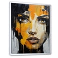 thumbnail image 2 of Designart "Golden Mystery Female Likeness" Abstract Floater Framed Wall Art Living Room, 2 of 7