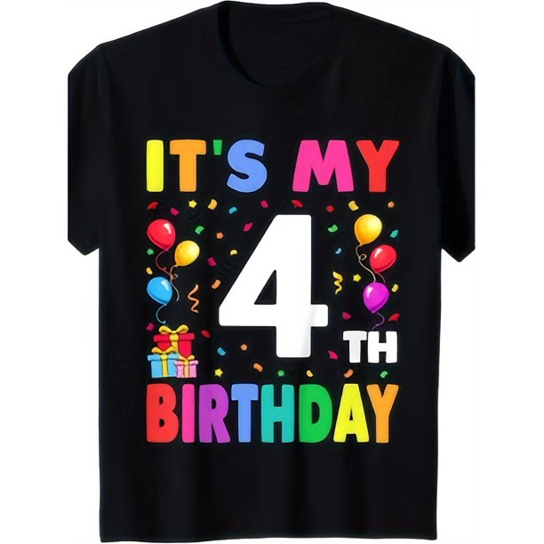 Jóvenes, es mi cuarto cumpleaños, 4 camisetas de feliz cumpleaños para niños o niñas, adecuadas para niños y niñas menores de 12 años, el mejor regalo para todos los festivales. Ropa para niños jóve