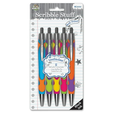 14815 The Board Dudes Lava Ballpoint Stick Pens - Black Ink - Assorted Barrel - 5 / Pack