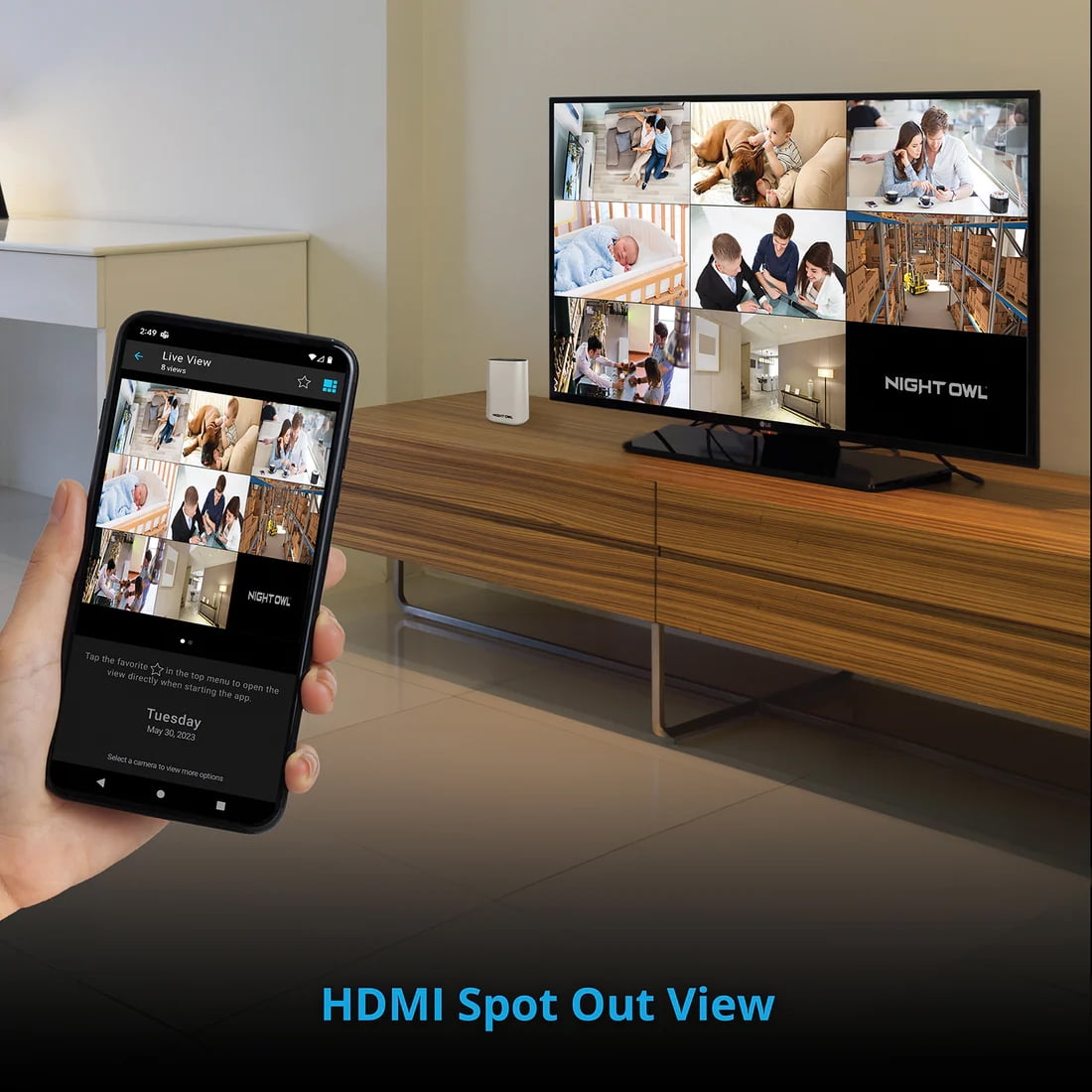 Night Owl Expandable Wi-Fi Security Hub with 64GB microSD Card and 4 Wire Free 1080p Deterrence Cameras