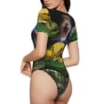 thumbnail image 2 of Vsdgher Colorful Viper Snake Prinr Short Sleeve Body suit for Womens, Sexy Onesie One Piece Round Neck Bodysuit Shapewear Tummy Control-X-Large, 2 of 7