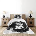 thumbnail image 4 of Ambesonne Lion Quilted Bedspread Set 2 Pcs, King of the Forest Freedom, Twin Size, Black and White, 4 of 5