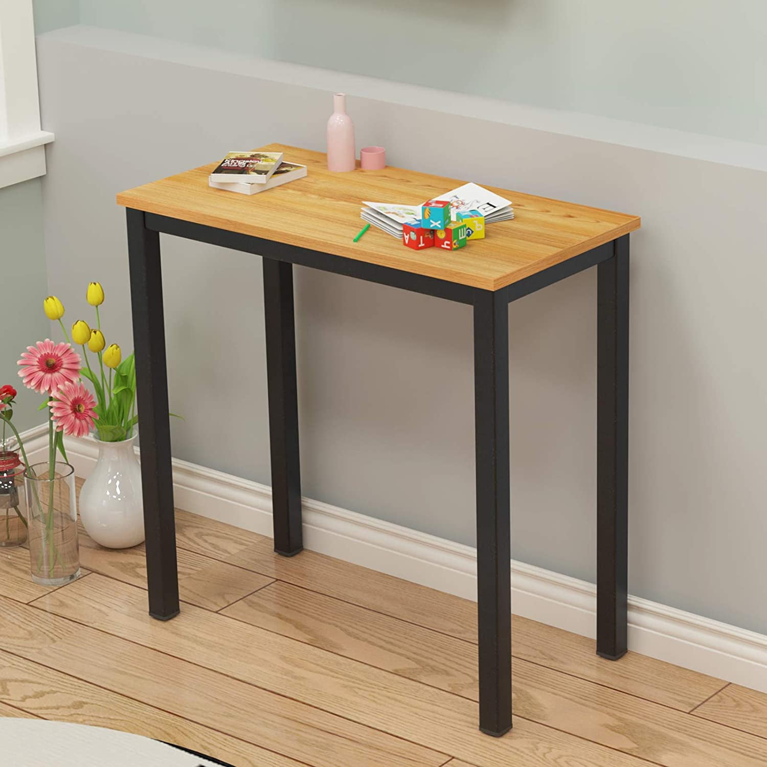 Soges 31.5" Desk Small Desk Computer Desk Home Office Table Laptop Desk Writing Desk Study Table Teak Finish