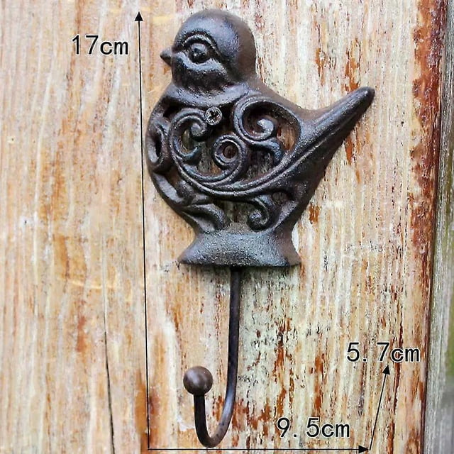 Vintage Cast Iron Bird Decorative Hooks Hangers with Screws, Heavy Duty Wall Garage Hook Rustic Country Wall Coat Hook Bird Animal Hook for Hanging To