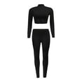 thumbnail image 4 of TTUHYWXI Women’s Casual 2 Piece Outfits Sexy Bodycon Long Sleeve Crop Top with Long Pants Tracksuit Set Jumpsuits (Black, S), 4 of 5
