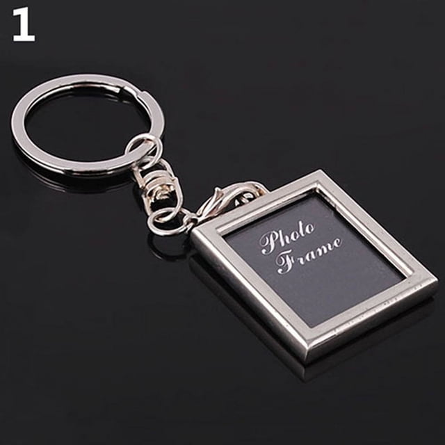 LNGOOR Creative Mini Heart Square Round Oval Insert Photo Frame Rotary Keychain Keyring