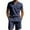 Navy, variant on Men's 2-Piece Linen Summer Set, Casual Short Sleeve Shirt and Vacation Shorts, Breathable Beach Outfit For Tropical Holiday and Travel,Army Green,L