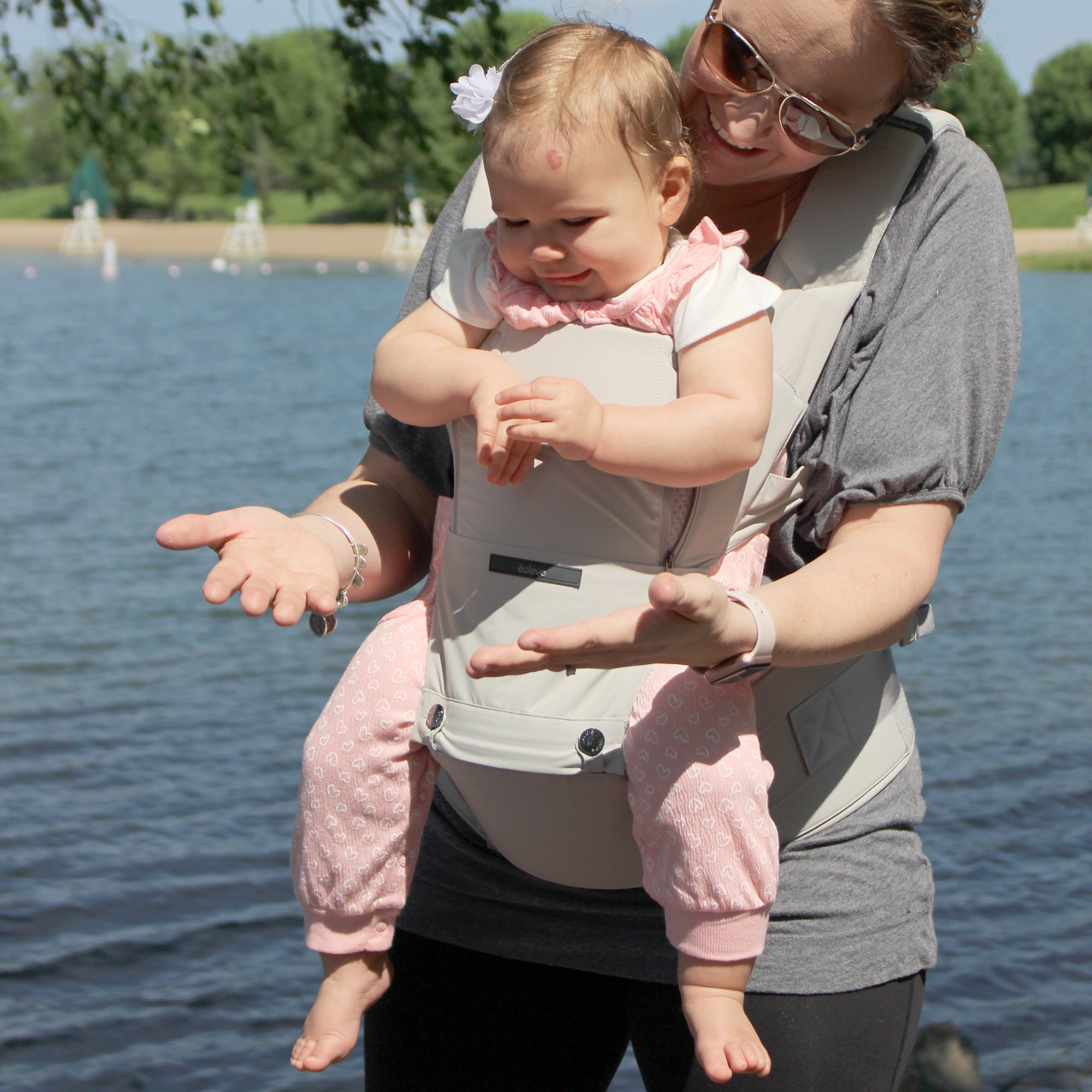 Ultimate Comfort Hip Seat Baby and Child Carrier With 9 Ways To Wear in Light Gray Dove