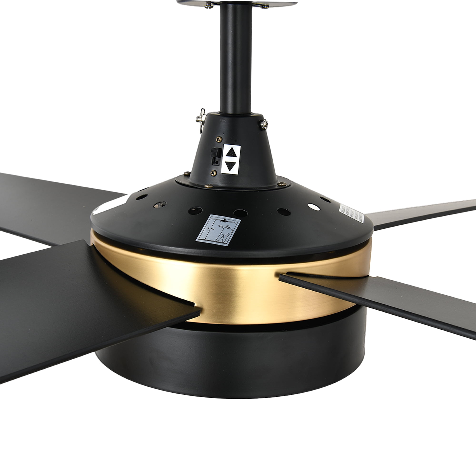 Uforic 52 Inch Black Gold Ceiling Fans with Light and Remote, Modern Dimmable Fan for Indoor Outdoor