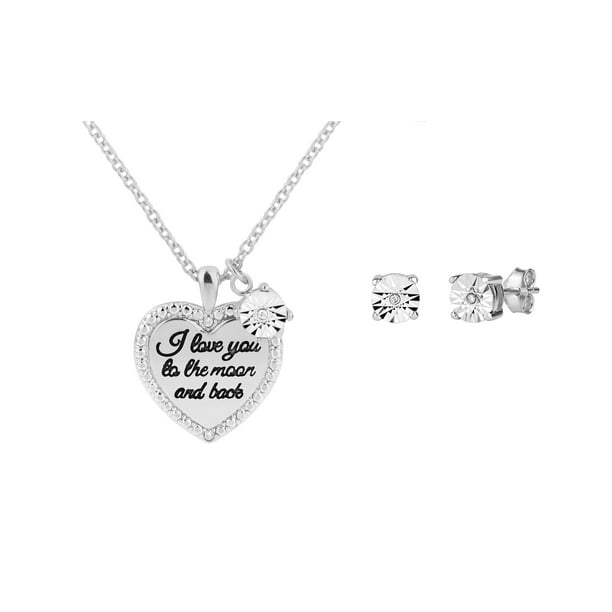 Forever New Sterling Silver Diamond I Love You To The Moon And Back Pendant Earring Set Walmart Com Walmart Com Forever New Sterling Silver Diamond I Love You To The Moon And Back Pendant Earring Set Walmart Com Walmart Com