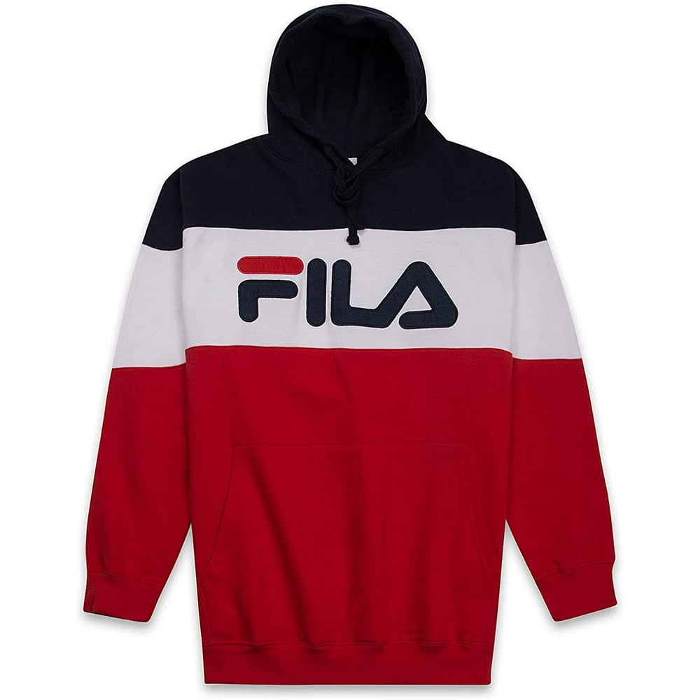 FILA - Fila Men's Big and Tall Colorblock Pullover Hoodie Navy Red ...