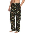 thumbnail image 2 of Uemuo Moth And Flowers Pattern Men's Wide Leg Palazzo Lounge Pants with Pockets Light Weight Loose Comfy Casual Pajama Pants-, 2 of 9