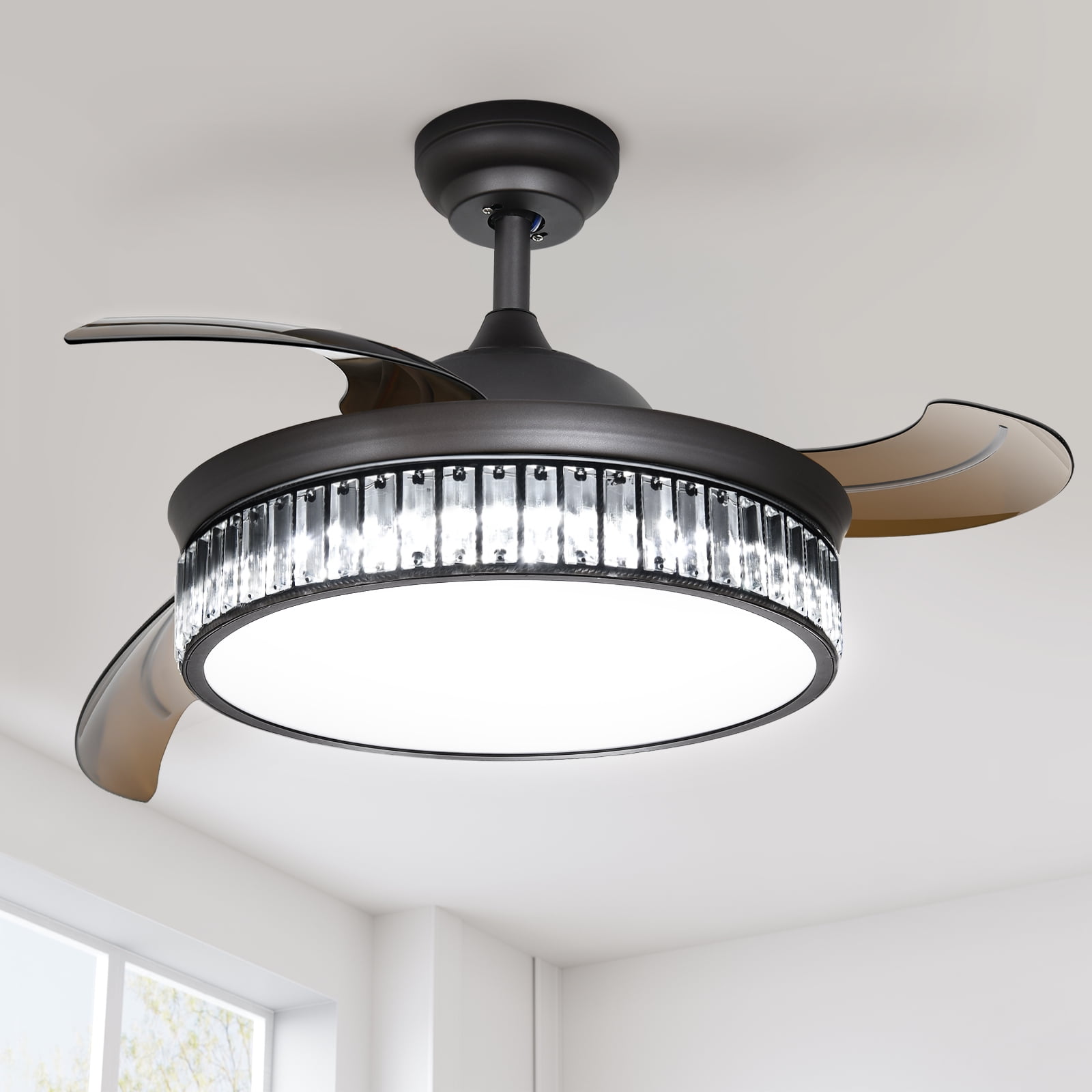 65 Inch Black And Gold Ceiling Fan With Light - 6 Blades, Remote, Reversible DC Motor, 3 Color Temps, For Large Rooms