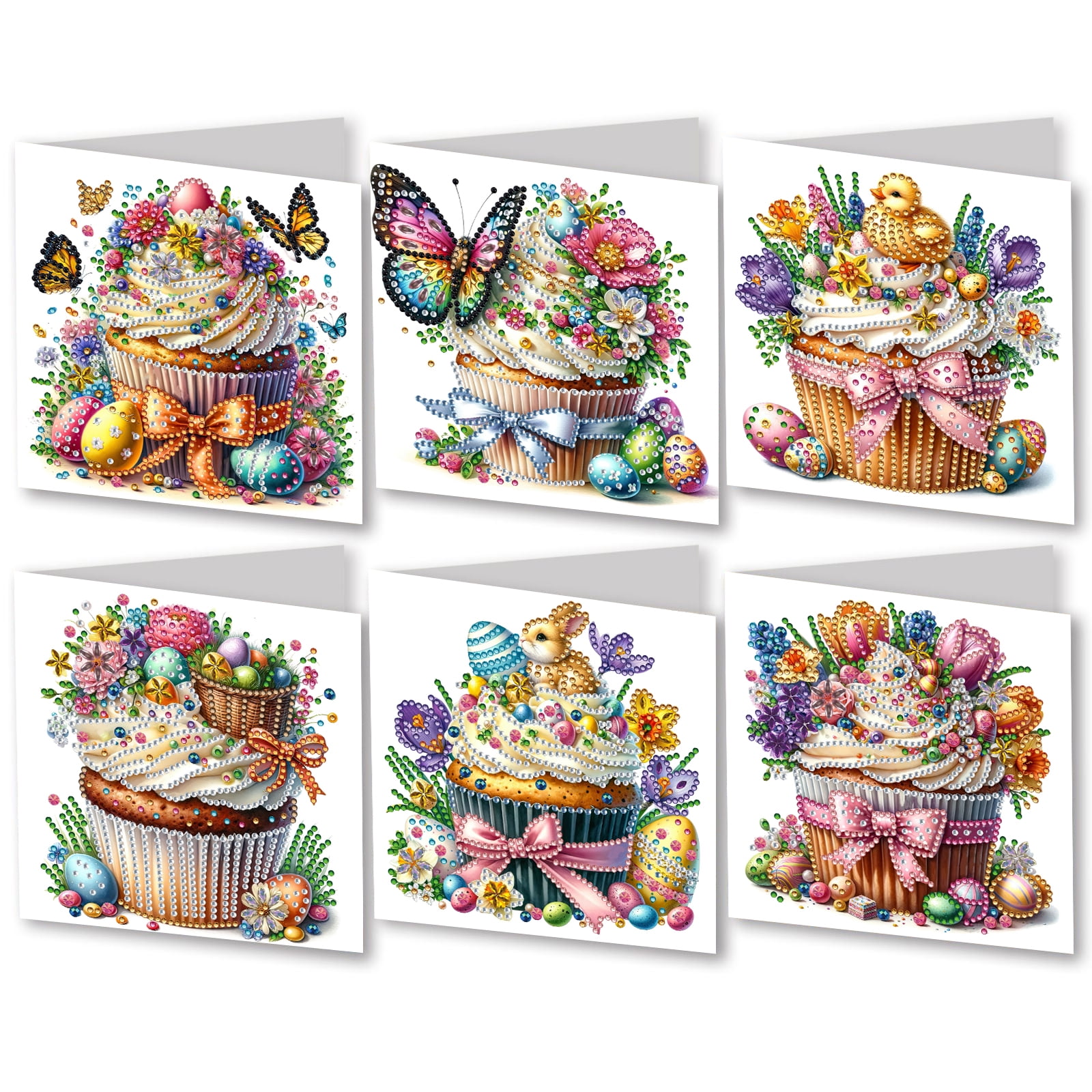 FLOPESN 24Pcs DIY Folding Greeting Card Diamond Art Painting Creative Design Blessing Card Set for Birthday Crafts Gift