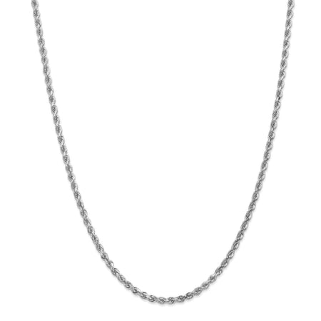 Real 14kt White Gold 3mm Diamond Cut Rope with Lobster Clasp Chain; 18 inch; for Adults and Teens; for Women and Men