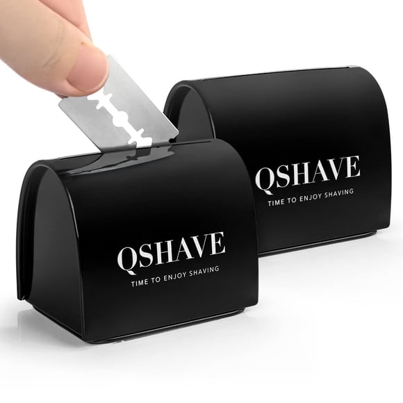 QSHAVE Caja de eliminación de cuchillas Banco de almacenamiento para cuchillas de afeitar de seguridad usadas 2 piezas