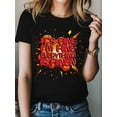 thumbnail image 4 of Women's T-Shirt It's Fine I'm Fine Everythimg Ls Fine Explosion Pop Art Short Sleeve Casual Tee Classic Crew Neck T Shirt for Women Black, M, 4 of 7