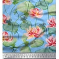 thumbnail image 1 of Soimoi polyester Crepe Fabric Leaves & Lotus Flower Print Fabric by the Yard 52 Inch Wide, 1 of 1
