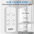 thumbnail image 6 of Power Strip Surge Protector, 3.9Ft Extension Cord, 6 Outlets with 3 USB Ports(1 USB C Outlet), 3-Side Outlet Extender, Wall Mount, Compact for Travel, Home, School, College Dorm Room, and Office, 6 of 6