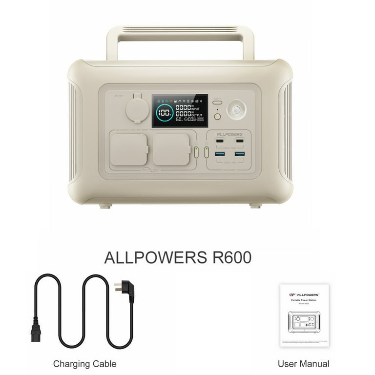 ALLPOWERS ポータブル電源 R600 (299Wh/600W) ALLPOWERSポータブル電源R600【絶賛販売中】ブラックとパール