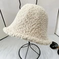 thumbnail image 4 of CoCopeaunts Women Bucket Hat Plain Autumn Winter Thicken Warm Lamb Wool Bucket Cap Outdoor Foldable Girl Simple Casual Basin Hat, 4 of 8