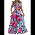 thumbnail image 1 of Conjunto de 2 Piezas para Mujer: Top Corto con Tirantes Finos y Falda Larga con Volantes y Cintura Fruncida Flores Rosas XXL, 1 of 6