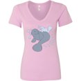 thumbnail image 3 of Inktastic Cute Manatees with Bubbles Women's V-Neck T-Shirt, 3 of 5