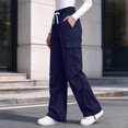 thumbnail image 6 of Kvture Women's Cargo Pants Casual Straight Wide Leg Work Pants Elastic Waisted Lightweight Loose Hiking Pant with Pockets, 6 of 8