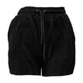 thumbnail image 7 of Stephy Women's Spring Summer Solid Color Striped Shorts with Drawstring Pockets for Casual Wear, Black, S, 7 of 7