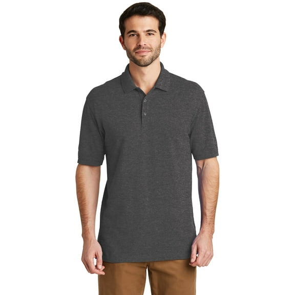 Port Authority Mens EZCotton Polo, K8000, Charcoal Heather, L