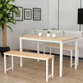 thumbnail image 2 of DKLGG 28.7 inches 3 Piece Metal Wood Xmas Dining Set for 4, 1 Table & 2 Benches, Beige, 2 of 6