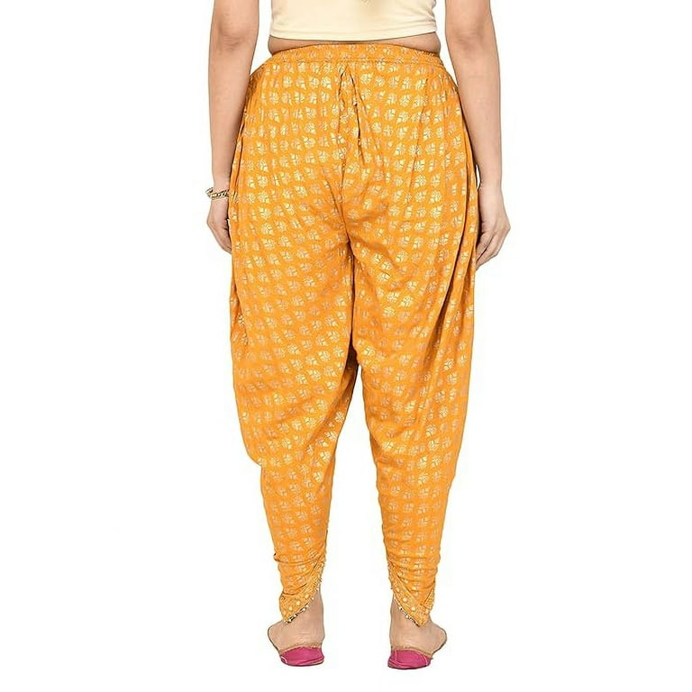 SAI DECORATIVE Women s Cotton Printed Dhoti Salwar for Women Bottom Wear Combo Free Size color Yellow Green
