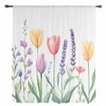 thumbnail image 2 of Colorful Spring Floral Semi Sheer Curtains Drapes for Living Room, Bedroom, French Doors Window 72 Inches Long, Farmhouse Summer Flowers Rod Pocket Chiffon Curtain Drapery Voile Draperies Panel, 2 of 6