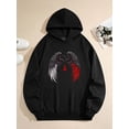 thumbnail image 3 of Men's Pocket Graphic Hooded Pullover, Black And Red Wings with A Red Arrow Between Them, Sizes S-2XL, 3 of 9