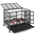 thumbnail image 1 of Gymax Cage pour Chien en Métal Pliable Robuste de 38 Pieds' avec Roulettes Verrouillables Noire, 1 of 10