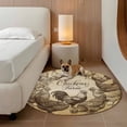 thumbnail image 2 of Tan Vintage Rooster Round Area Rug 3Ft Washable Small Circle Rugs for Kitchen Entryway, Farmhouse Wooden Chickens Farm Non-Slip Carpet Floor Mats Indoor Outdoor Carpet Runner Aesthetic Home Decor, 2 of 8
