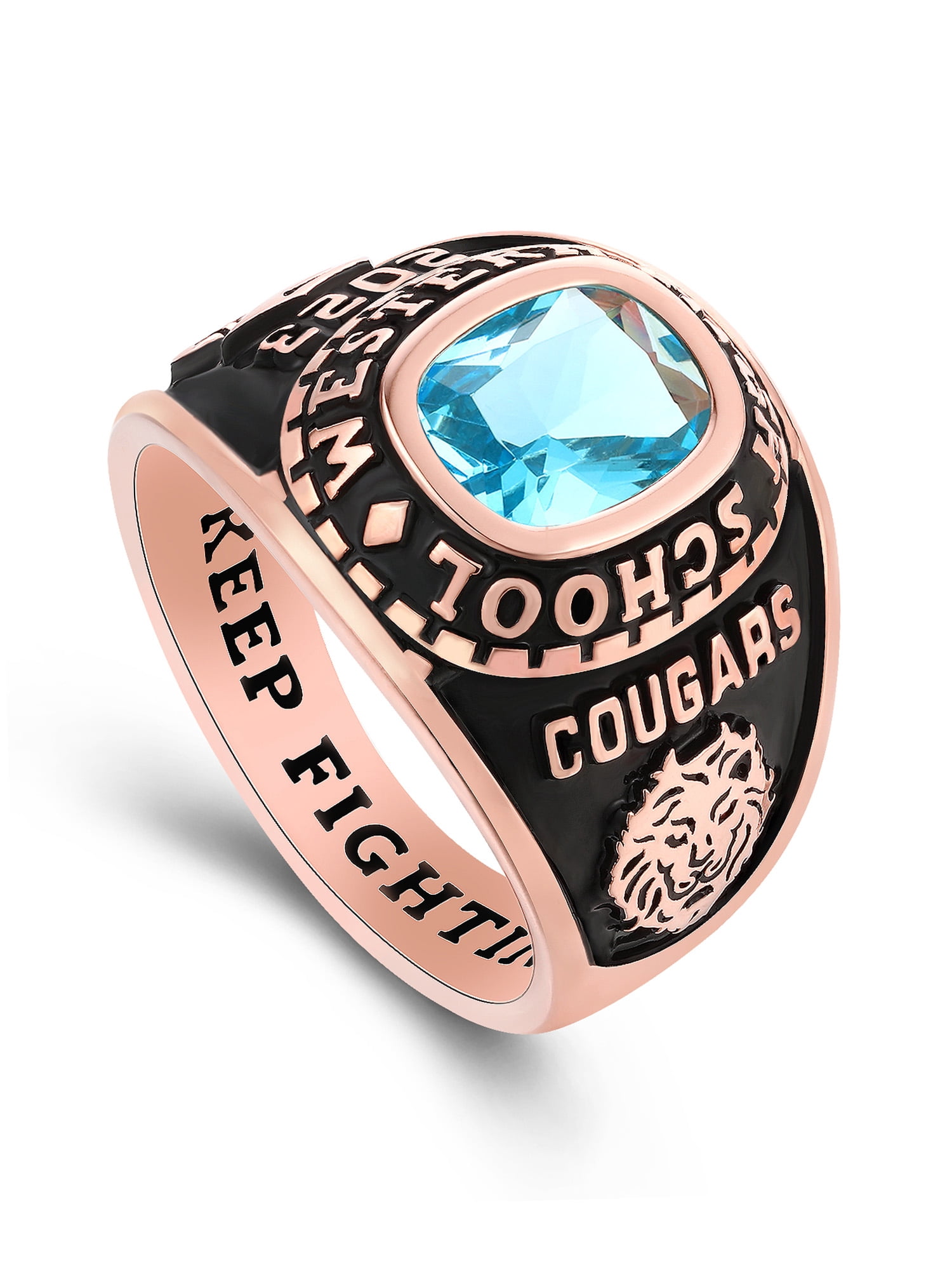 Mementos USA Customized Sterling Silver Class Rings for Men High School College-Rose Gold-Ultimate