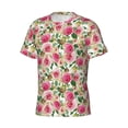 thumbnail image 5 of Vsdgher Rose Flowers Print Men's Dry Fit Mesh Athletic Shirts Moisture Wicking Tennis T-Shirt Tops, 5 of 9